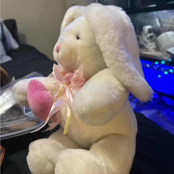 Vintage Common Wealth Kids Easter Bunny Heart Plush Valentines 2006 With Bow - Picture 4 of 9
